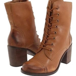 Steve Madden Whit Lace-Up Leather Heel Boots 7.5